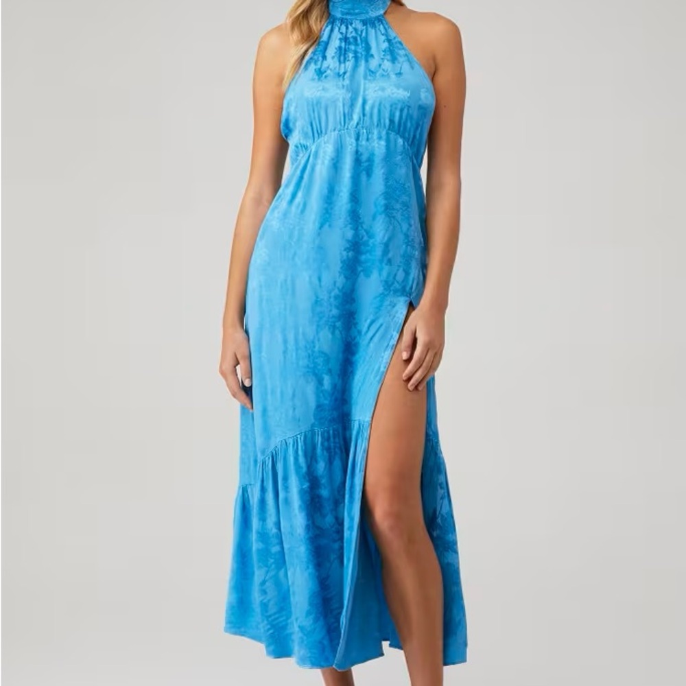 SAYLOR Blue Halter Maxi Dress